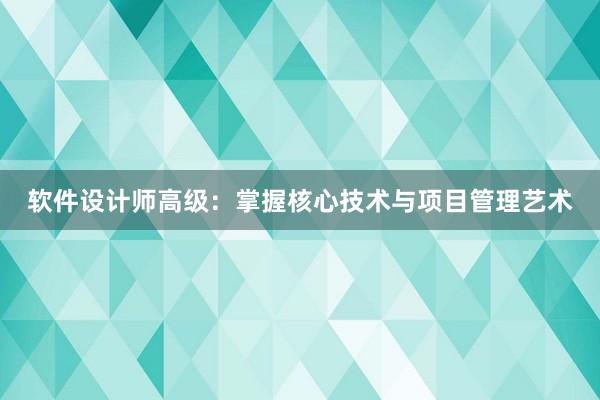 软件设计师高级：掌握核心技术与项目管理艺术